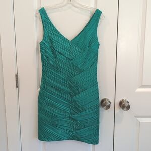 Maxandcleo Dress, Size 8, Turquoise Cocktail Dress with Textured Fabric